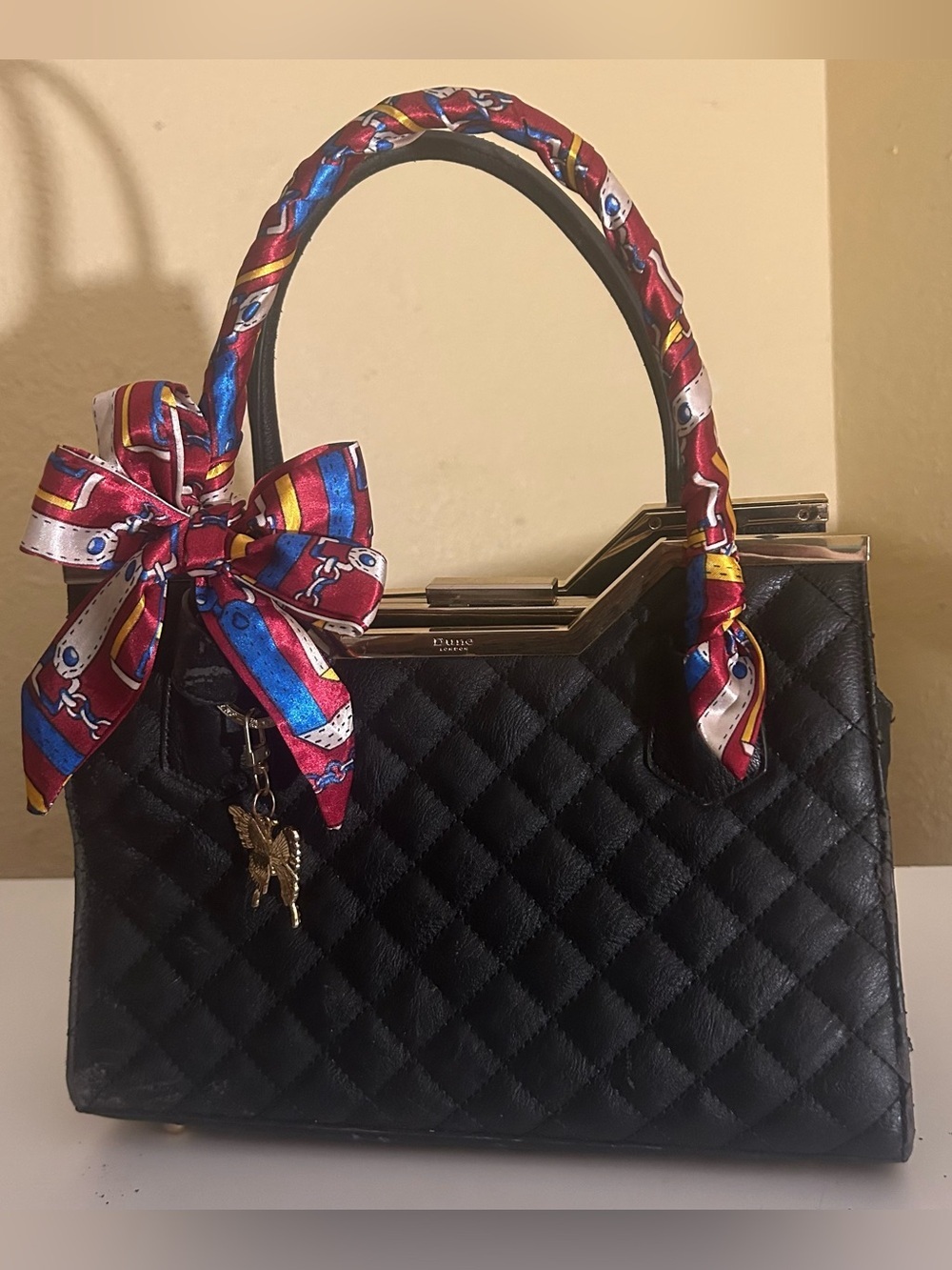2 Twilly Satin Handbag Headband Scarf Burgundy Red Yellow Blue